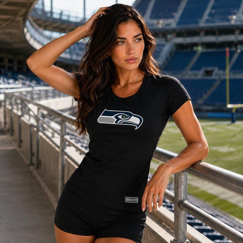 Playera Aficionado NFL Seattle Seahawks Manga Corta Negro Mujer