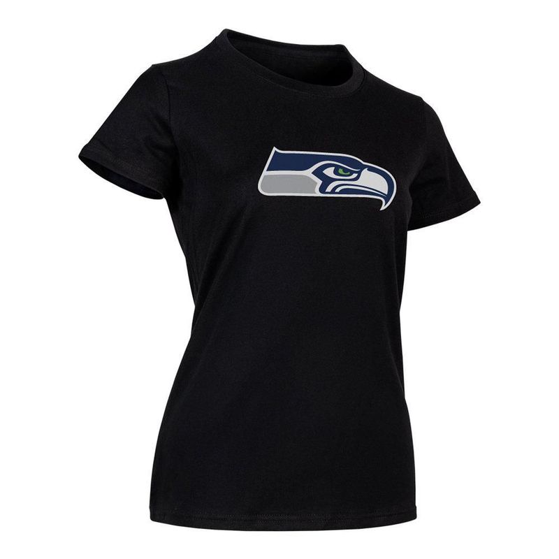 Playera Aficionado NFL Seattle Seahawks Manga Corta Negro Mujer