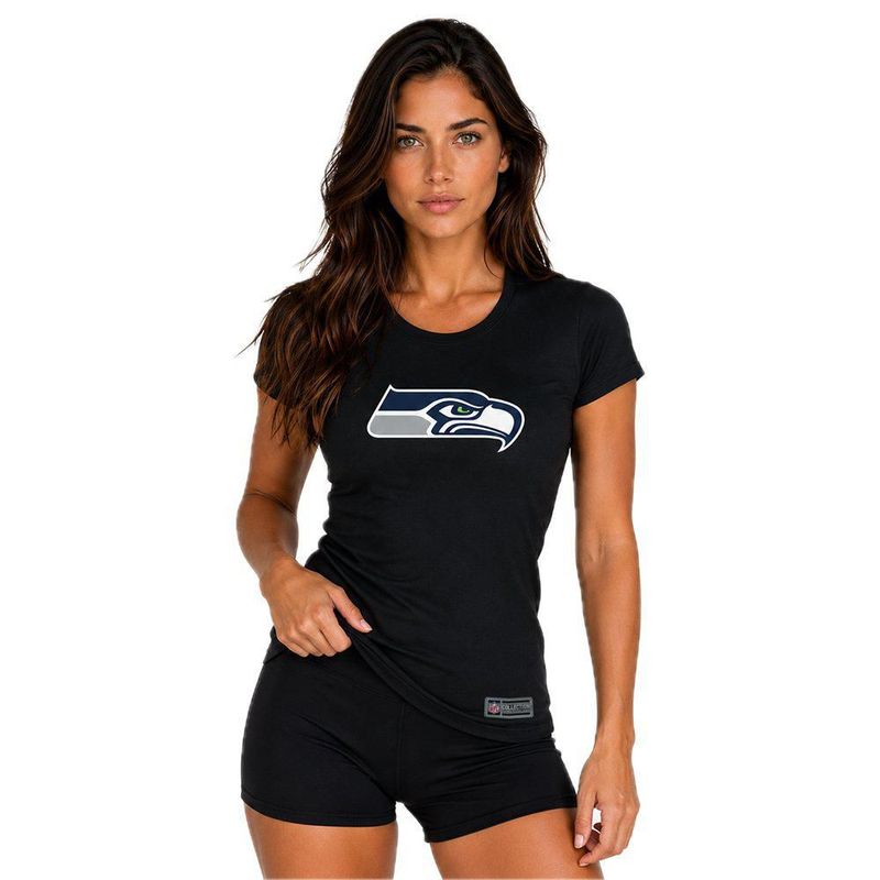 Playera Aficionado NFL Seattle Seahawks Manga Corta Negro Mujer