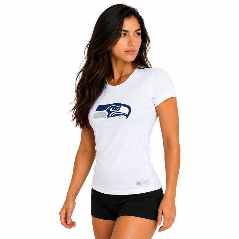 Playera Aficionado NFL Seattle Seahawks Manga Corta Blanco Mujer