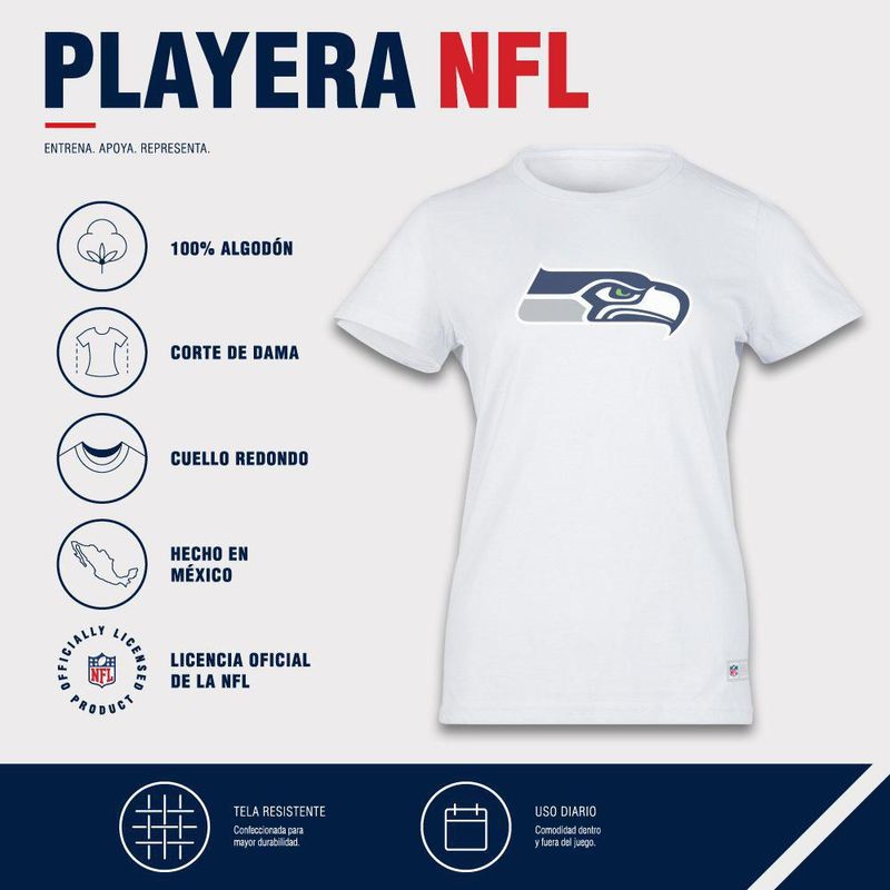 Playera Aficionado NFL Seattle Seahawks Manga Corta Blanco Mujer