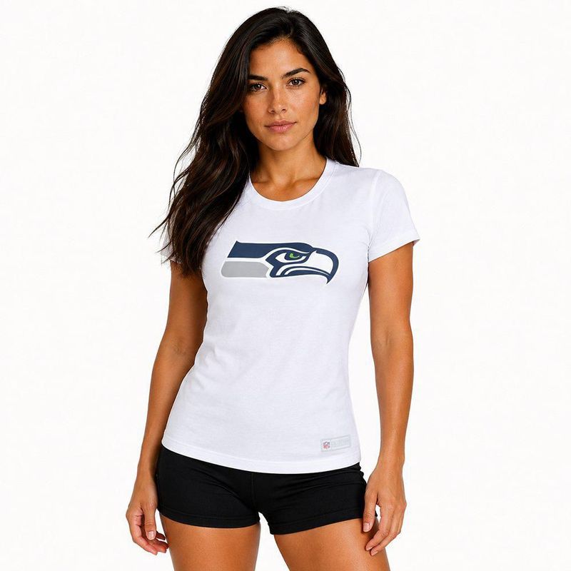 Playera Aficionado NFL Seattle Seahawks Manga Corta Blanco Mujer