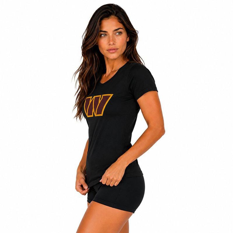 Playera Aficionado NFL Washington Commanders Manga Corta Negro Mujer