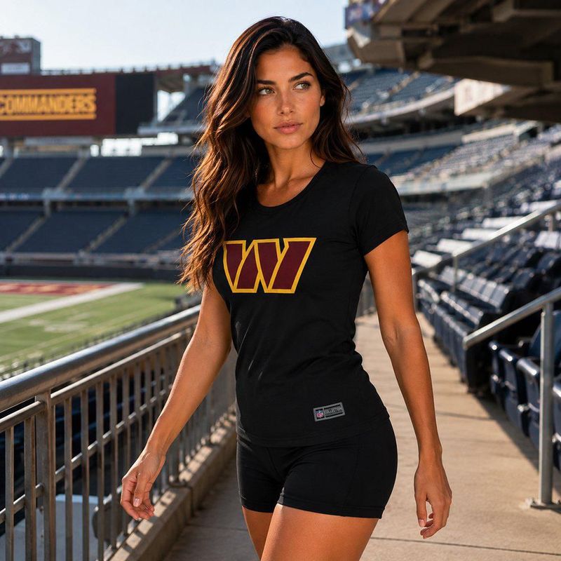 Playera Aficionado NFL Washington Commanders Manga Corta Negro Mujer