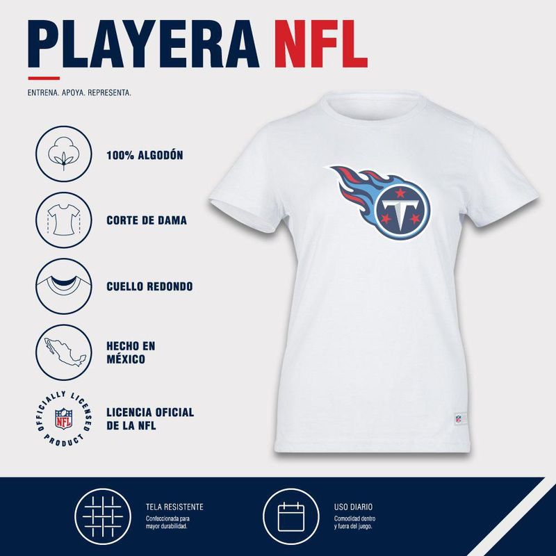 Playera Aficionado NFL Tennessee Titans Manga Corta Blanco Mujer