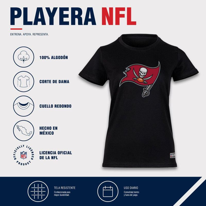 Playera Aficionado NFL Tampa Bay Buccaneers Manga Corta Negro Mujer
