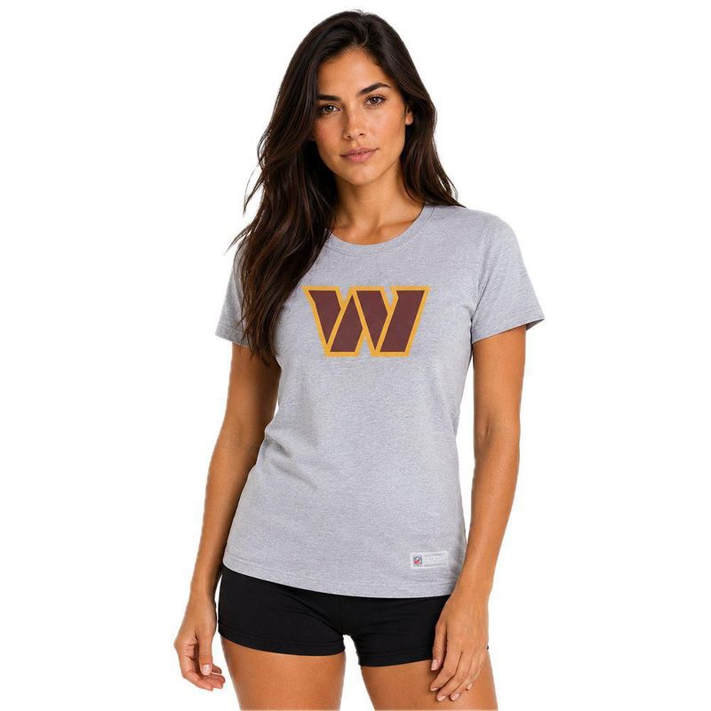 Playera Aficionado NFL Washington Commanders Manga Corta Gris Mujer
