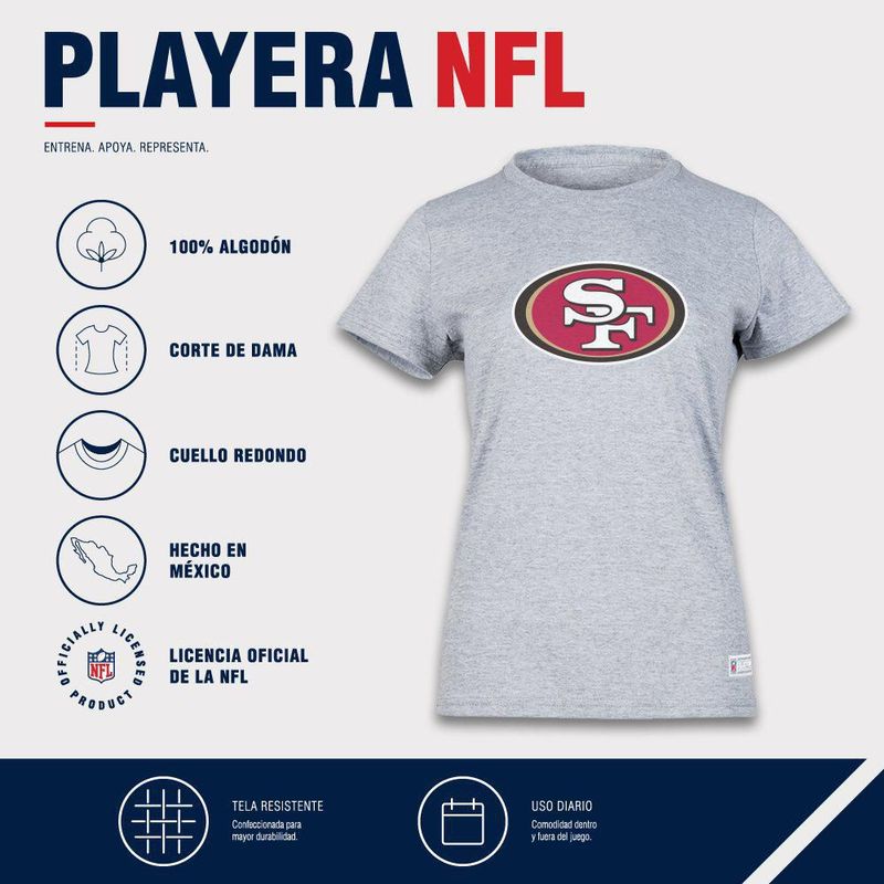 Playera Aficionado NFL San Francisco 49ers Manga Corta Gris Mujer