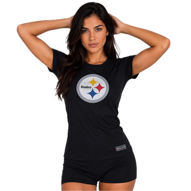 Playera Aficionado NFL Pittsburgh Steelers Manga Corta Negro Mujer