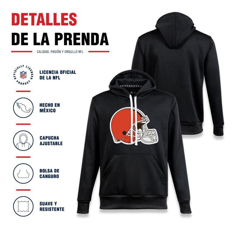 Sudadera Hoodie NFL Cleveland Browns Manga Larga Negro Hombre