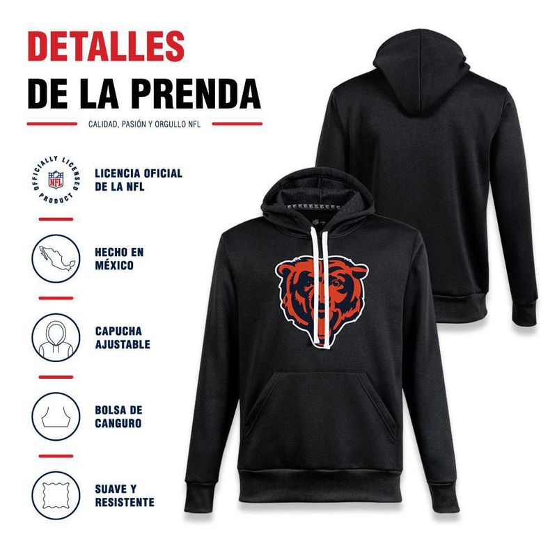 Sudadera Hoodie NFL Chicago Bears Manga Larga Negro Hombre
