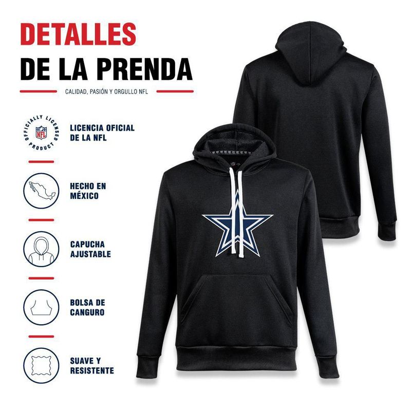Sudadera Hoodie NFL Dallas Cowboys Manga Larga Negro Hombre