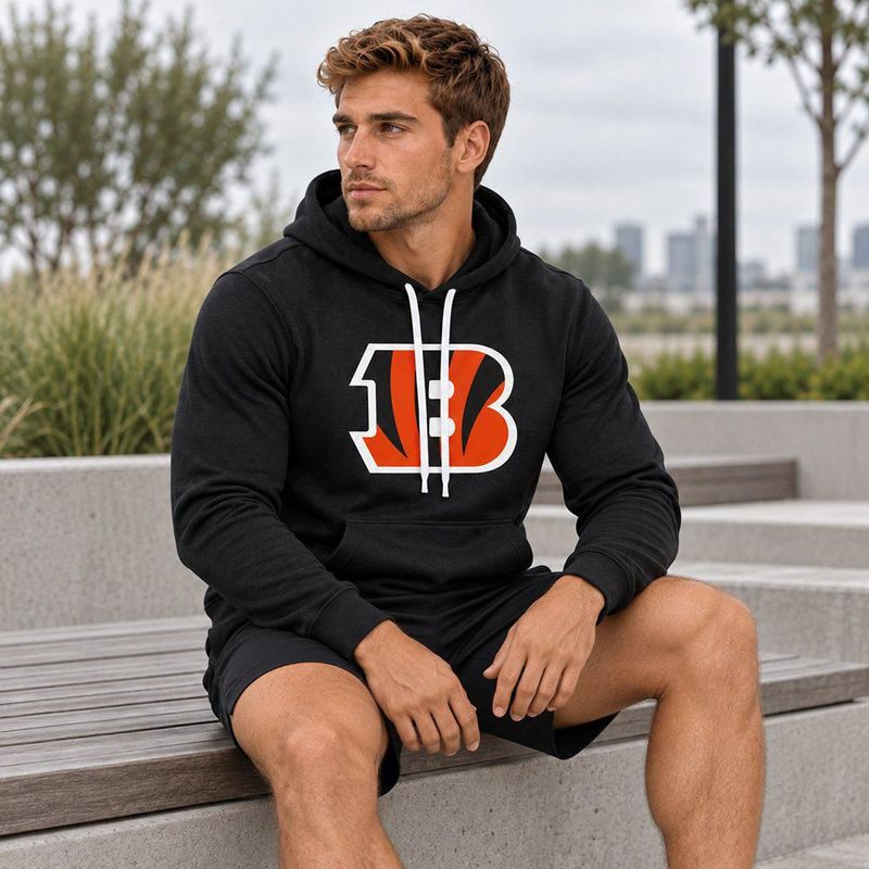 Sudadera Hoodie NFL Cincinnati Bengals Manga Larga Negro Hombre