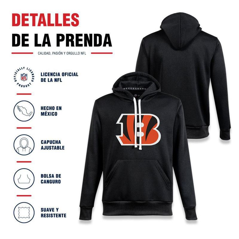 Sudadera Hoodie NFL Cincinnati Bengals Manga Larga Negro Hombre