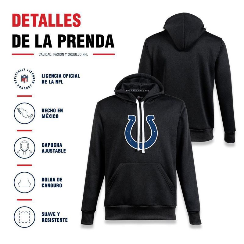 Sudadera Hoodie NFL Indianapolis Colts Manga Larga Negro Hombre