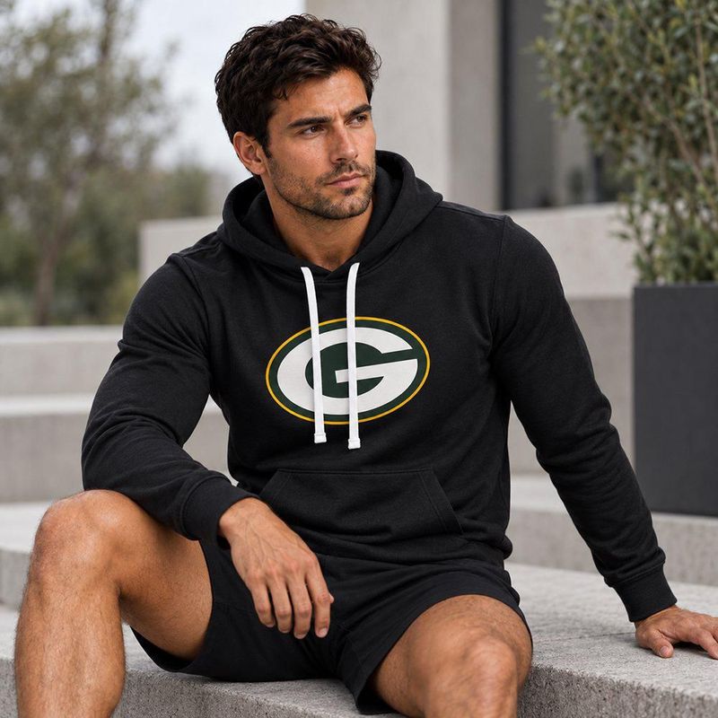 Sudadera Hoodie NFL Green Bay Packers Manga Larga Negro Hombre