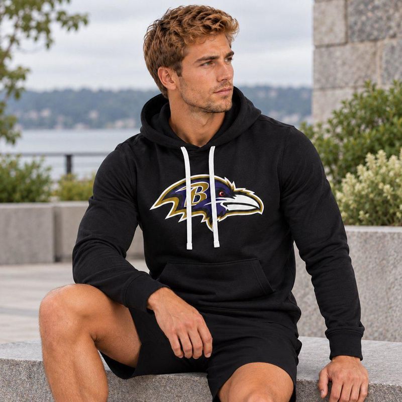 Sudadera Hoodie NFL Baltimore Ravens Manga Larga Negro Hombre
