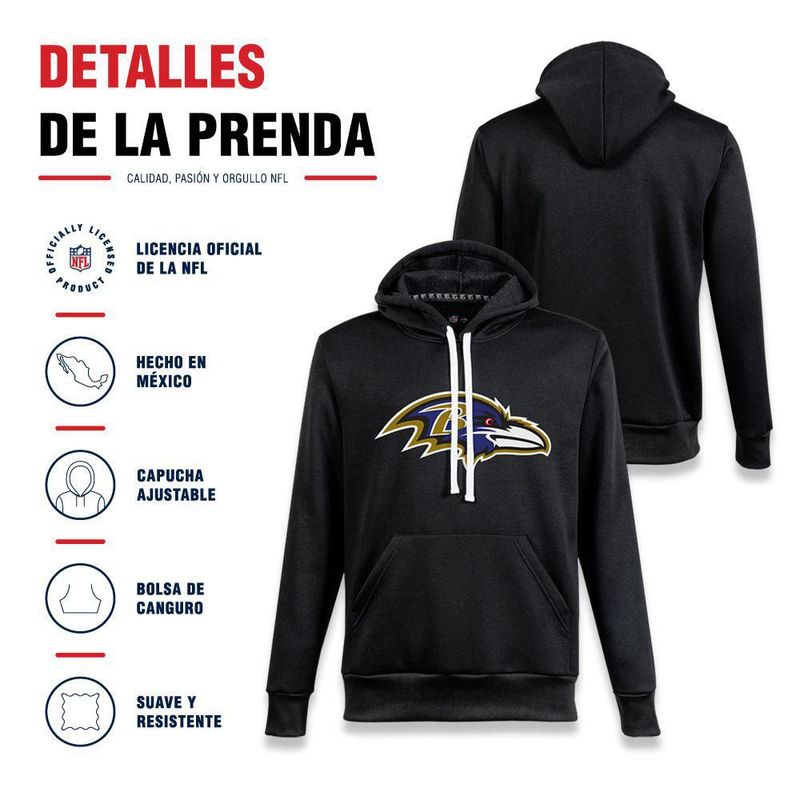 Sudadera Hoodie NFL Baltimore Ravens Manga Larga Negro Hombre