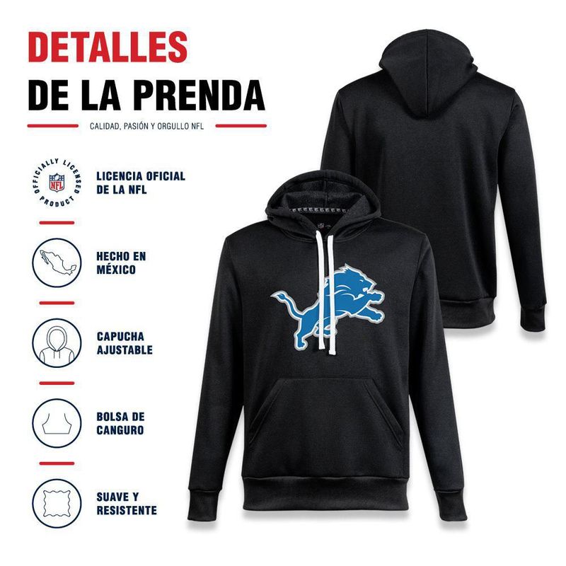 Sudadera Hoodie NFL Detroit Lions Manga Larga Negro Hombre