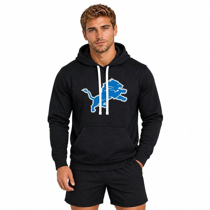 Sudadera Hoodie NFL Detroit Lions Manga Larga Negro Hombre