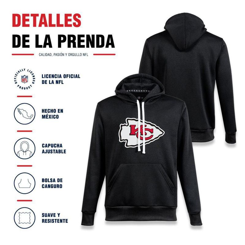 Sudadera Hoodie NFL Kansas City Chiefs Manga Larga Negro Hombre