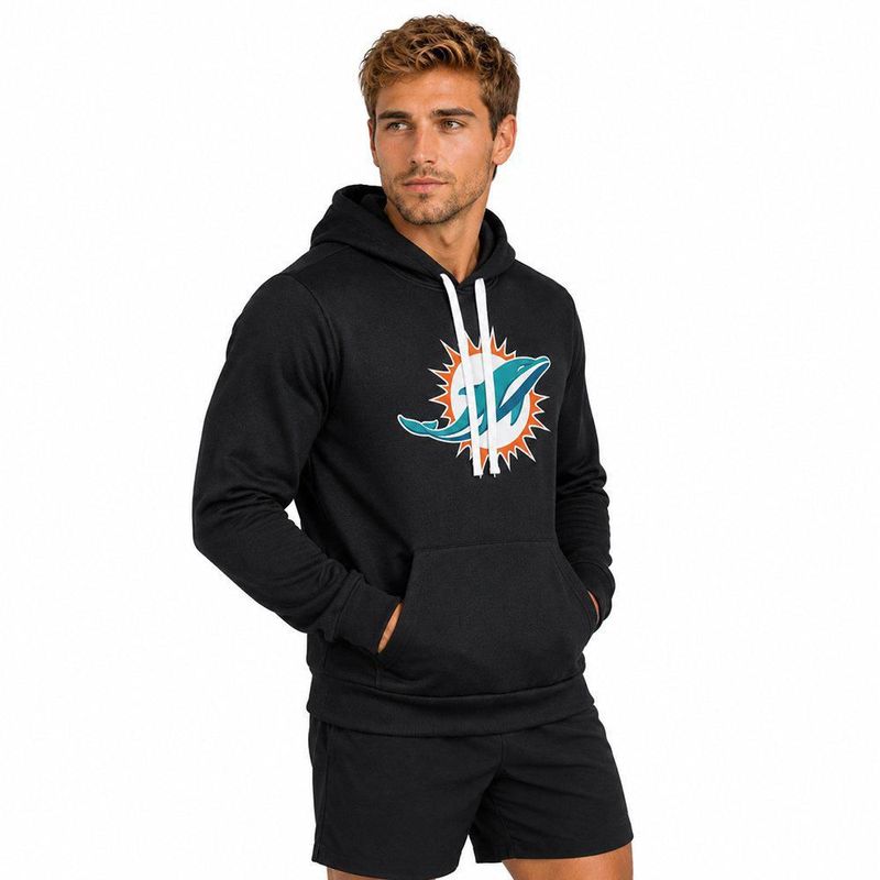 Sudadera Hoodie NFL Miami Dolphins Manga Larga Negro Hombre