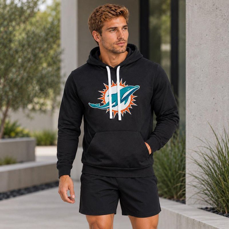 Sudadera Hoodie NFL Miami Dolphins Manga Larga Negro Hombre