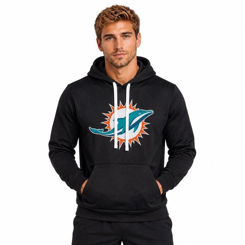 Sudadera Hoodie NFL Miami Dolphins Manga Larga Negro Hombre