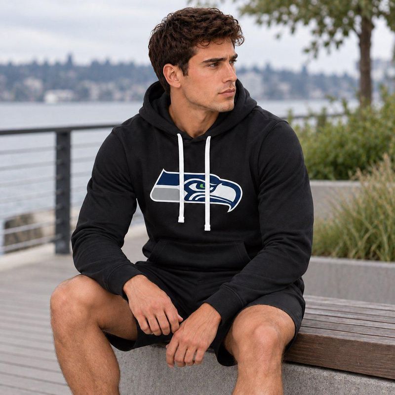 Sudadera Hoodie NFL Seattle Seahawks Manga Larga Negro Hombre