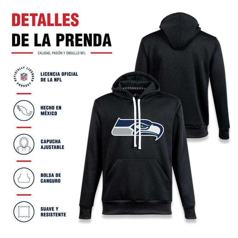 Sudadera Hoodie NFL Seattle Seahawks Manga Larga Negro Hombre