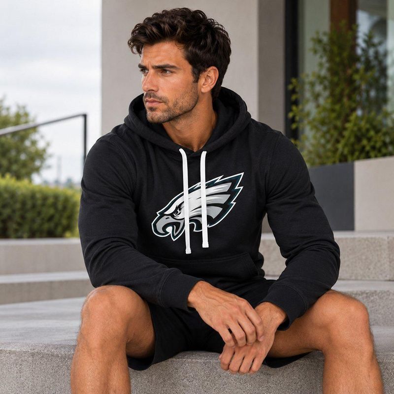 Sudadera Hoodie NFL Philadelphia Eagles Manga Larga Negro Hombre