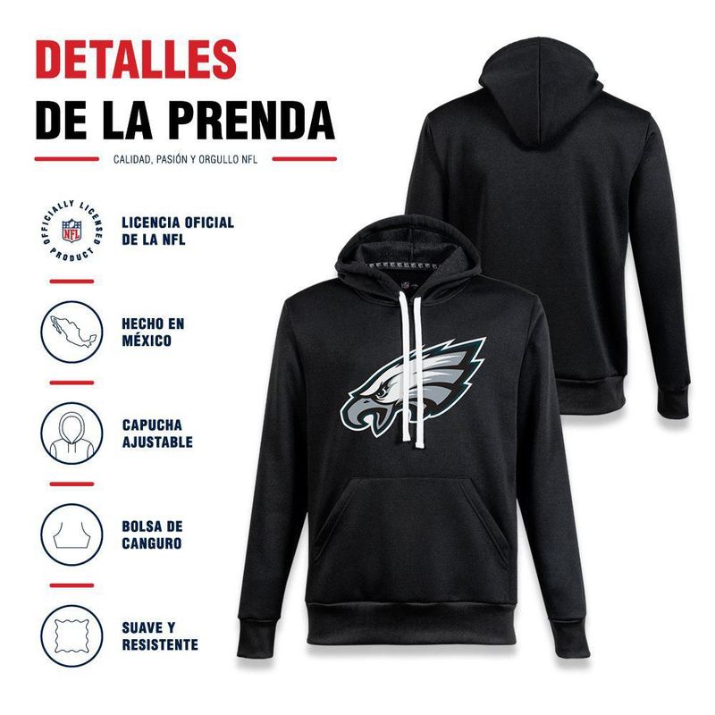 Sudadera Hoodie NFL Philadelphia Eagles Manga Larga Negro Hombre