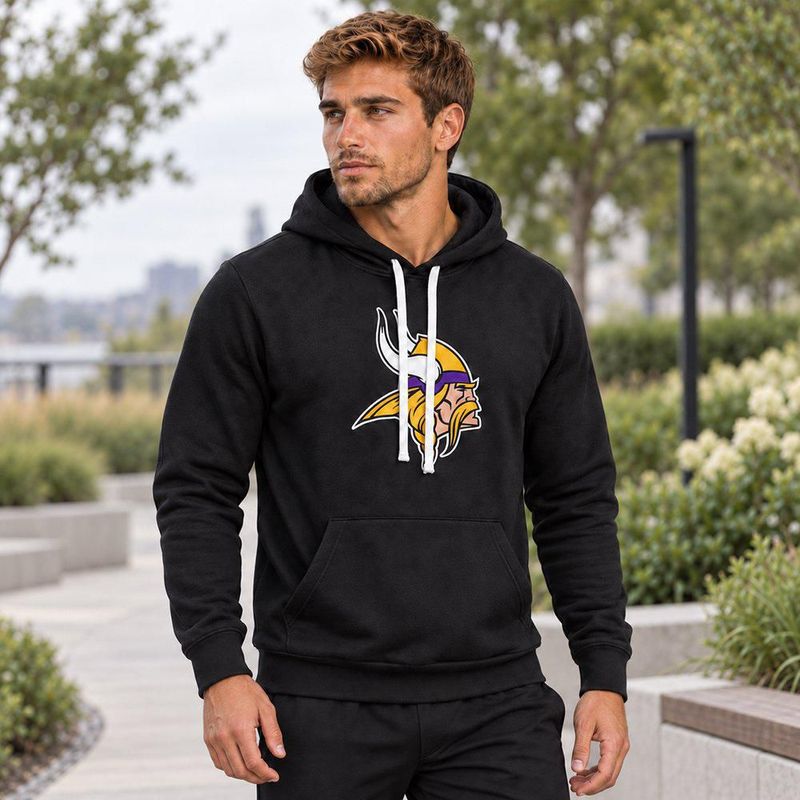 Sudadera Hoodie NFL Minnesota Vikings Manga Larga Negro Hombre