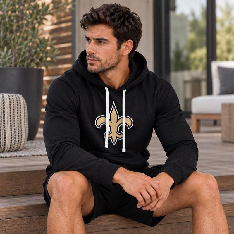 Sudadera Hoodie NFL New Orleans Saints Manga Larga Negro Hombre