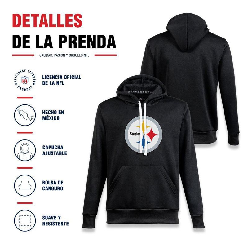 Sudadera Hoodie NFL Pittsburgh Steelers Manga Larga Negro Hombre