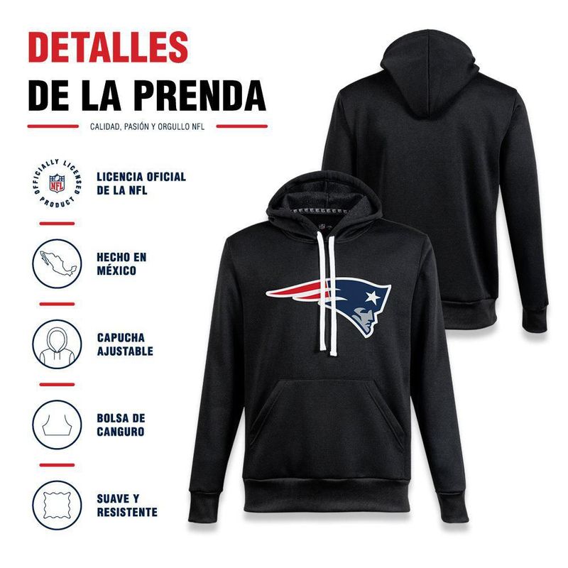 Sudadera Hoodie NFL New England Patriots Manga Larga Negro Hombre