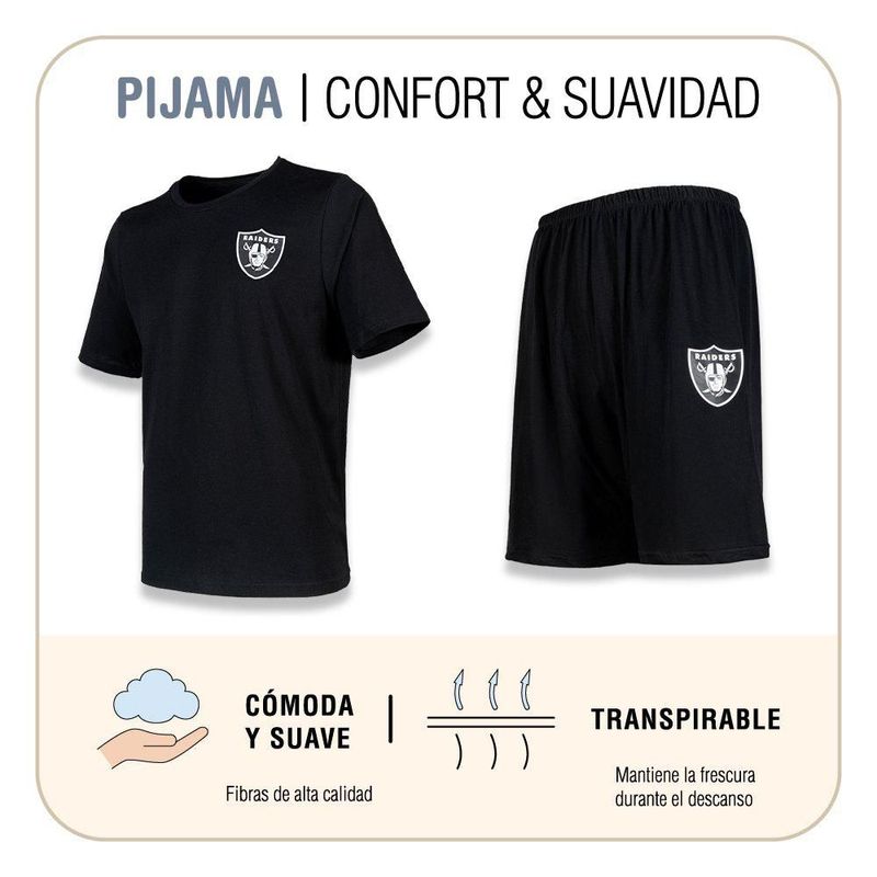 Conjunto Pijama NFL Las Vegas Raiders Playera y Short Negro Hombre