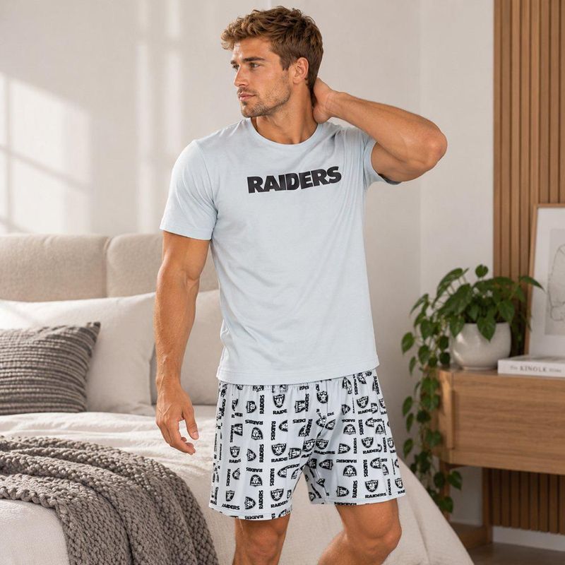 Conjunto Pijama NFL Las Vegas Raiders Playera y Short Gris Hombre