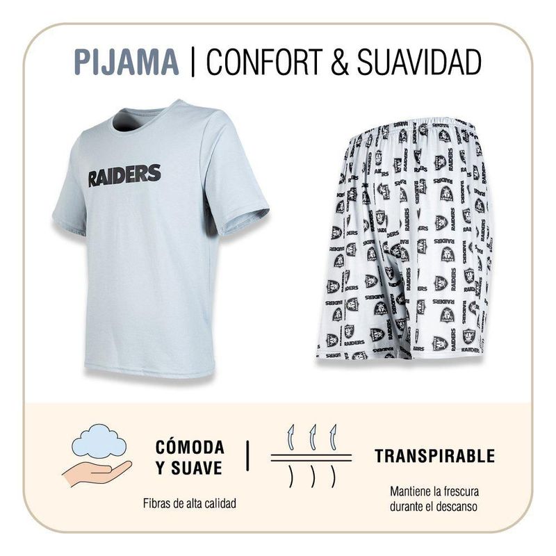 Conjunto Pijama NFL Las Vegas Raiders Playera y Short Gris Hombre