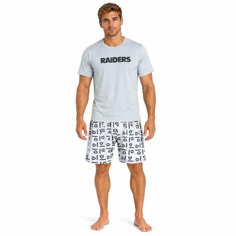 Conjunto Pijama NFL Las Vegas Raiders Playera y Short Gris Hombre