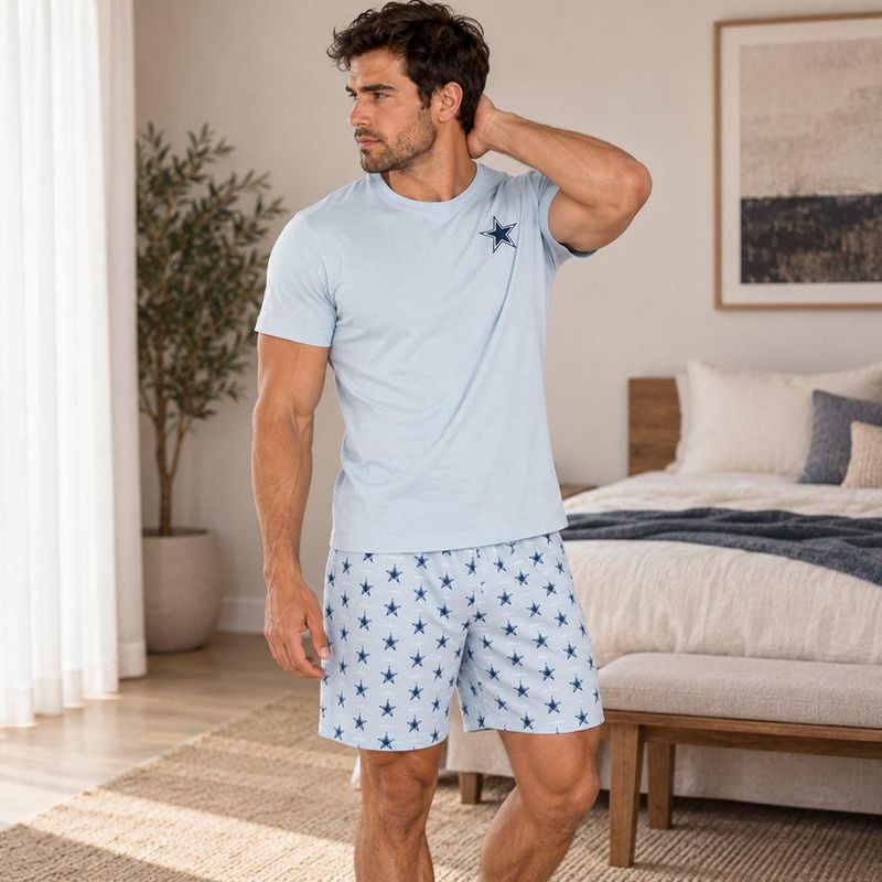 Conjunto Pijama NFL Dallas Cowboys Playera y Short Gris Hombre