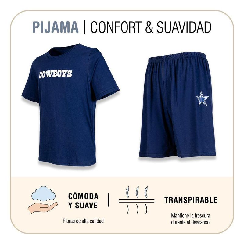 Conjunto Pijama NFL Dallas Cowboys Playera y Short Azul Marino Hombre
