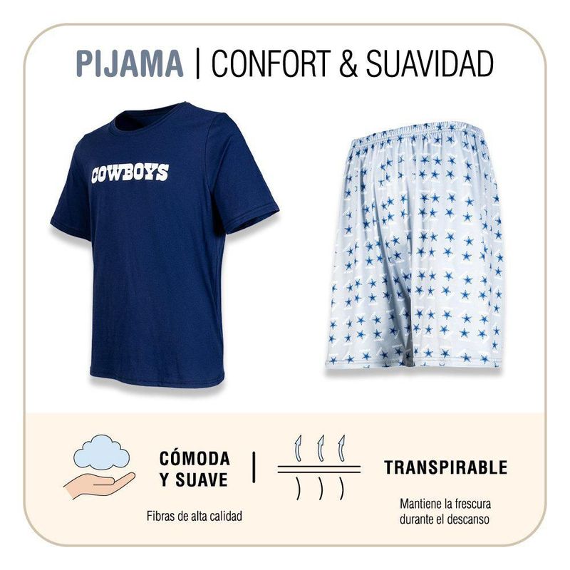 Conjunto Pijama NFL Dallas Cowboys Playera y Short Azul Marino Hombre