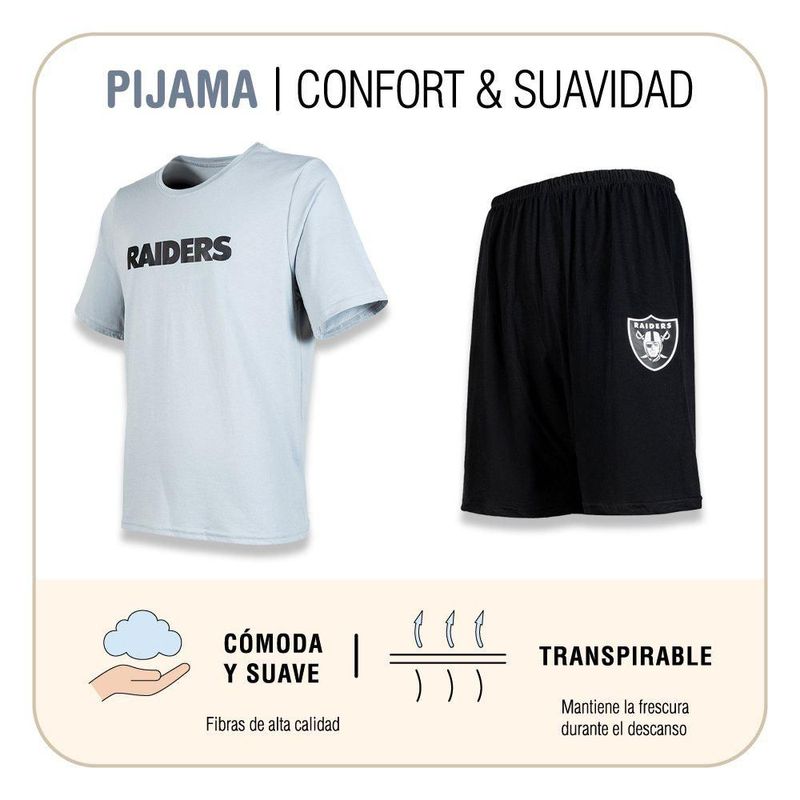 Conjunto Pijama NFL Las Vegas Raiders Playera y Short Gris Hombre