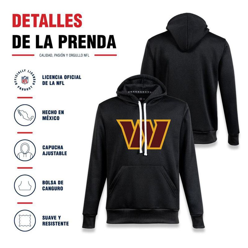 Sudadera Hoodie NFL Washington Commanders Manga Larga Negro Hombre