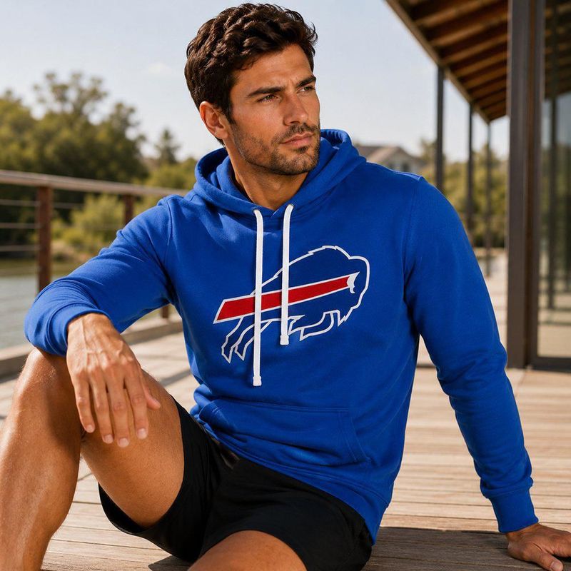 Sudadera Hoodie NFL Buffalo Bills Manga Larga Azul Rey Hombre