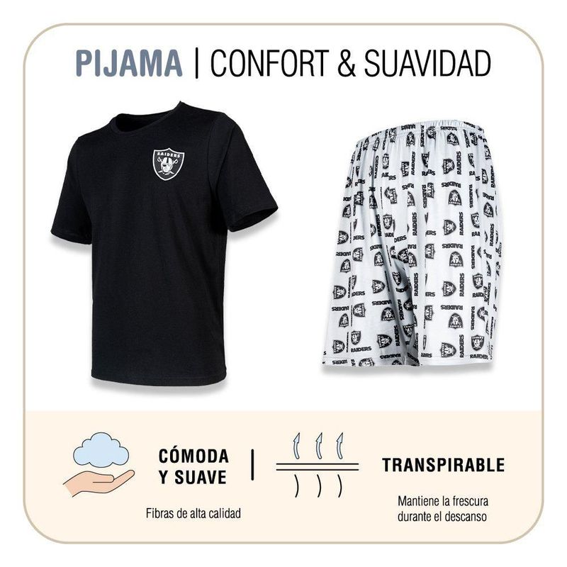 Conjunto Pijama NFL Las Vegas Raiders Playera y Short Negro Hombre
