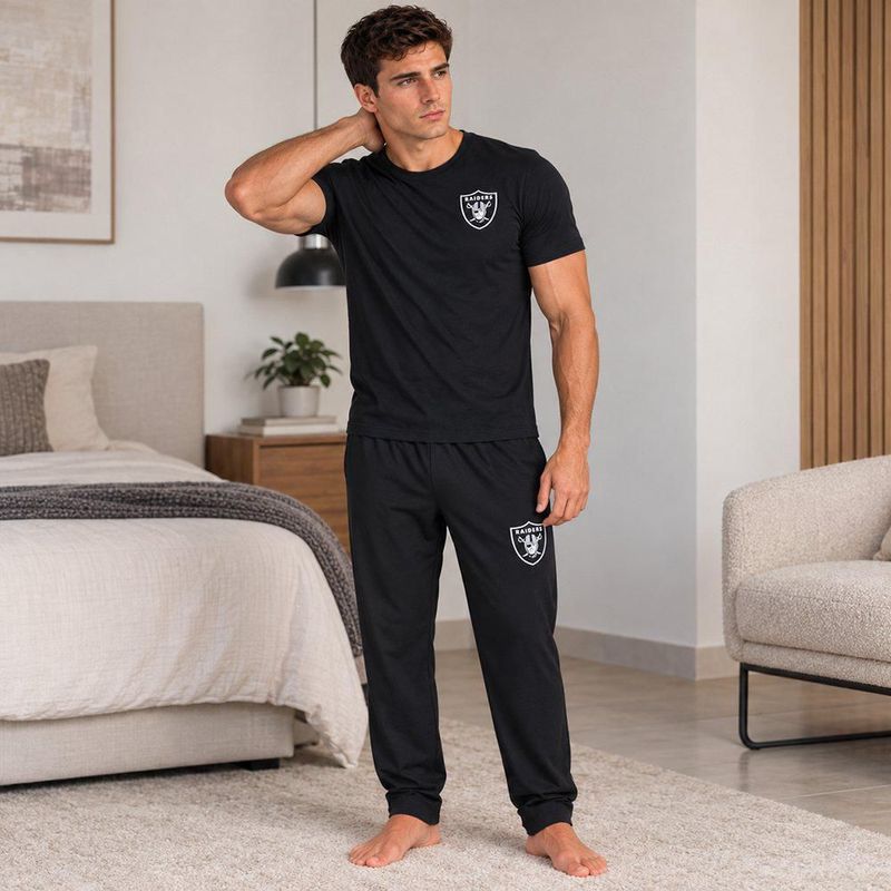 Conjunto Pijama NFL Las Vegas Raiders Playera y Pantalón Negro Hombre
