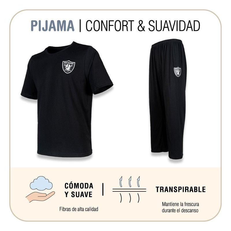 Conjunto Pijama NFL Las Vegas Raiders Playera y Pantalón Negro Hombre