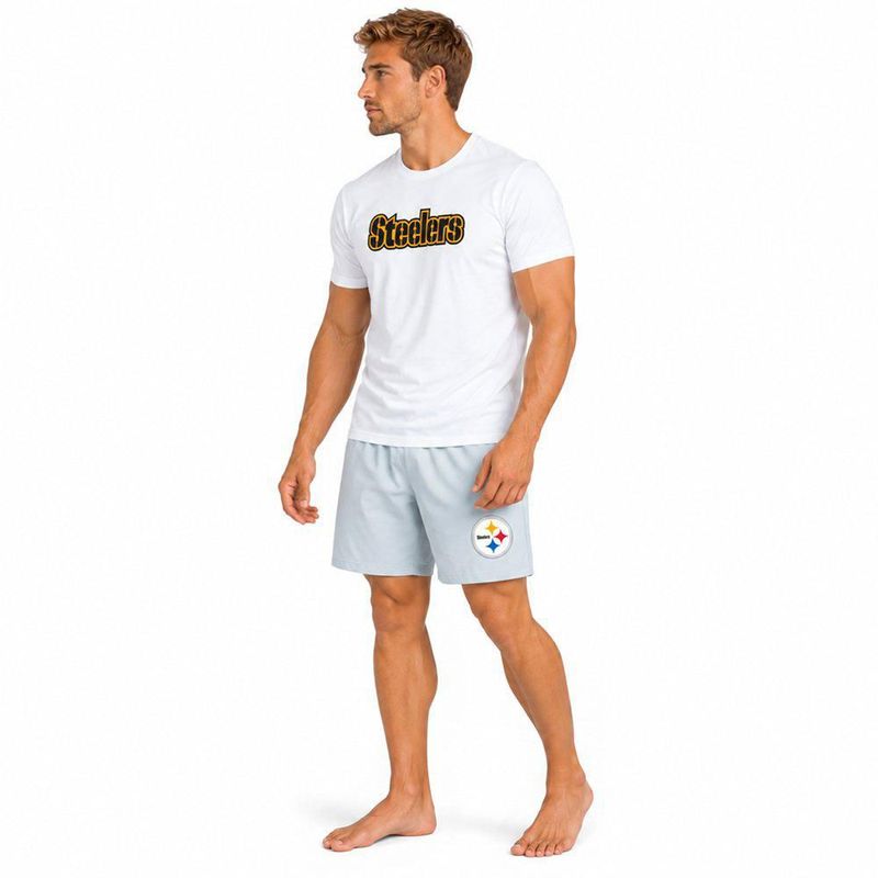 Conjunto Pijama NFL Pittsburgh Steelers Playera y Short Blanco Hombre